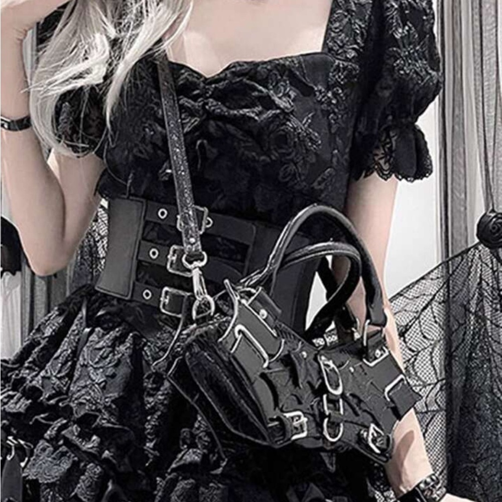 Rock Steampunk Style Rivet Satchel Handbag, Gothic Bat Wing Shape​ - Picture 2 of 8